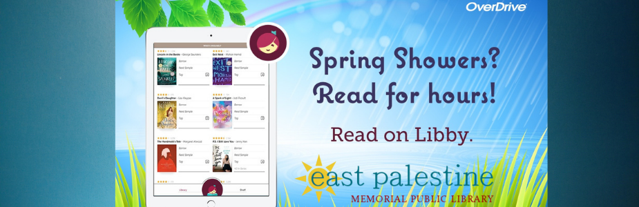 Spring Showers Read for Hours with Libby eBooks on a tablet