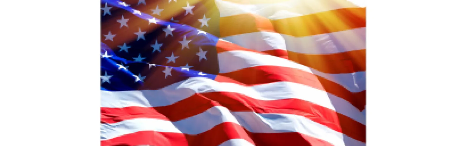 United States flag highlighted with sunshine