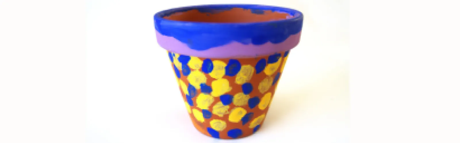 Colorful painted clay flower pot