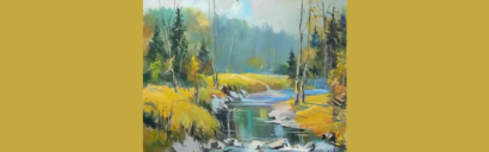 Ivan Hoon painting on yellow green background