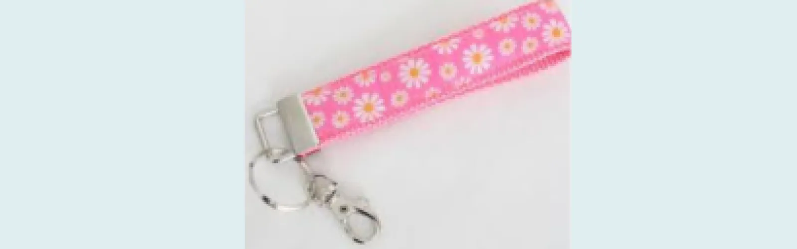 Keychain fabric wristlet made with pink fabric