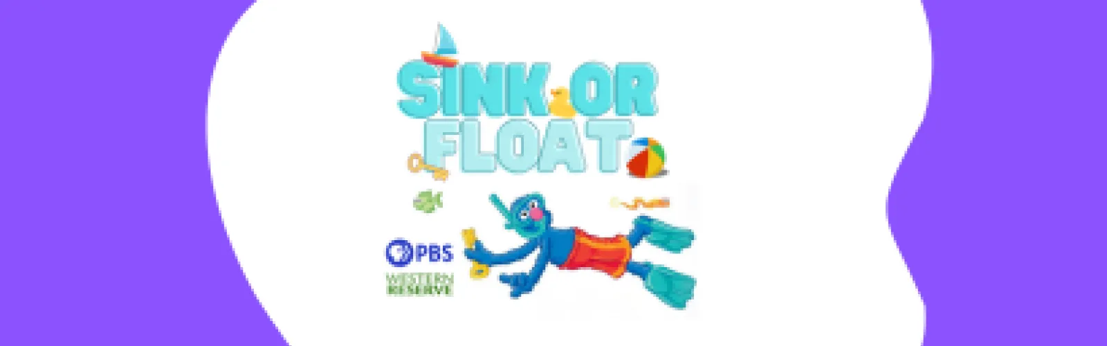 Sesame Street character Grover swimming wearing a mask and flippers